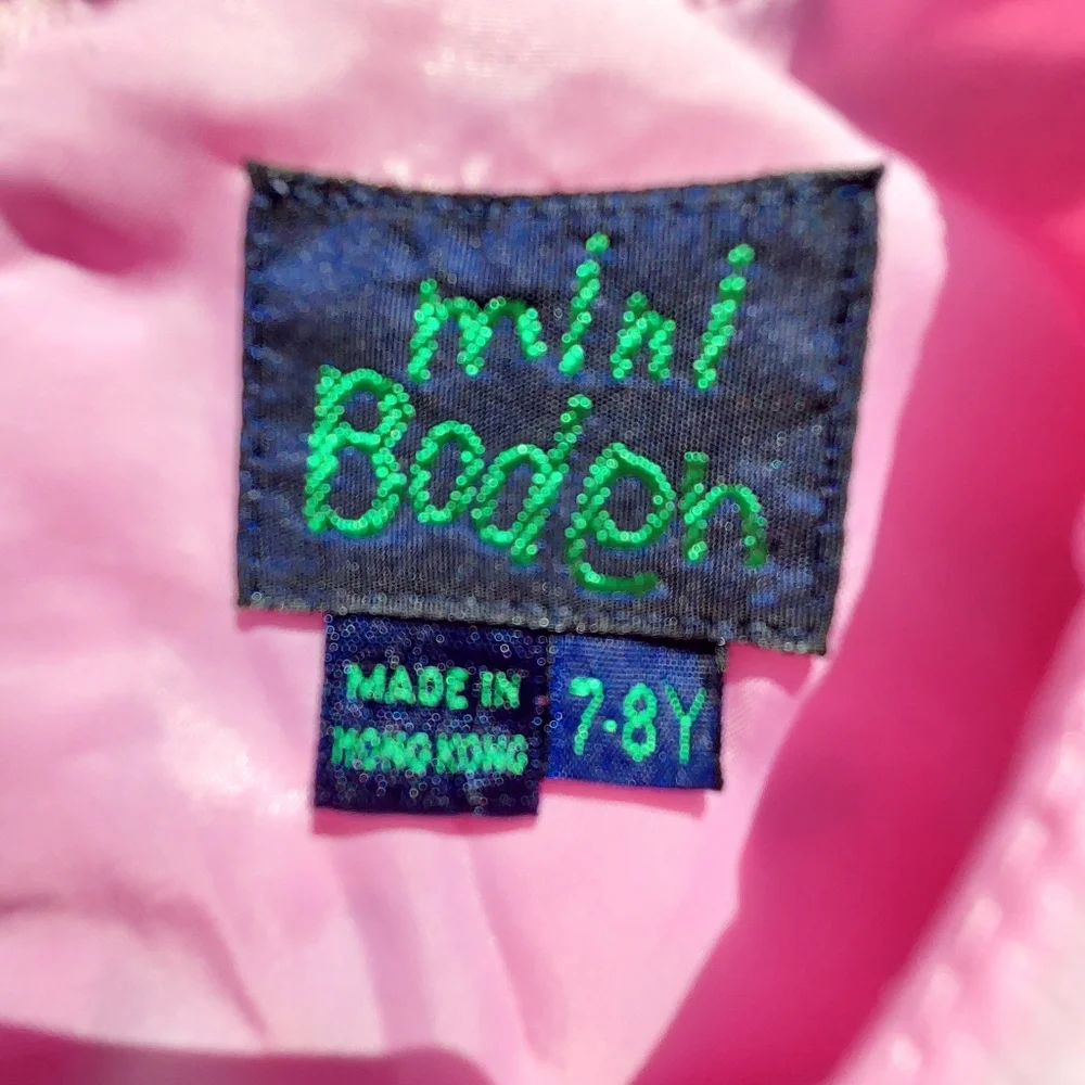 Mini Boden pink velvet print drop waist dress 7-8